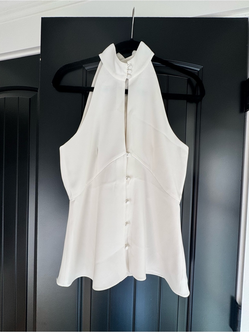 cinq a sept Cream Halter Button-Back Camisole